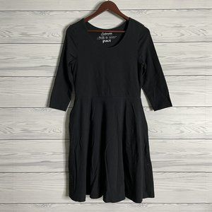Pact Medium Womens Sustainable Black Scoop Neck 3/4 Sleeve Casual Dress w Pocket